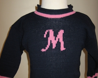 Personalized Rollneck Pullover Monogram sweater- you choose letter and color