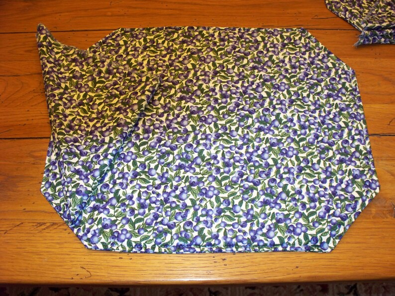 Wild Blueberry fruit dining kitchen table placemats and napkins set of 6