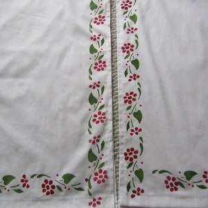Sierra&#39;s Attic hand stenciled daisy chain leaves vines unlined white muslin kitchen cafe curtain tiers panels 24&quot; 36&quot; 40&quot; 45&quot; length