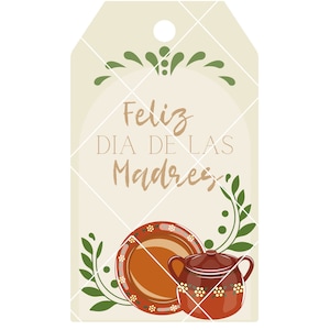 Feliz dia de las Madres ollita de barro gift tag, Spanish mothers day, Feliz Dia mama,