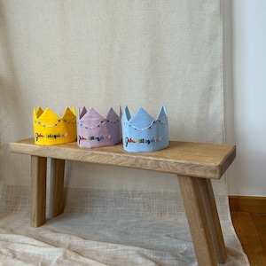 Children&#39;s crown birthday | Crown hand-embroidered | Personalizable fabric crown | Individual birthday crown | One size | Cotton
