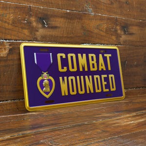 Combat Wounded 6x12 License Plate | Purple Heart Recipient