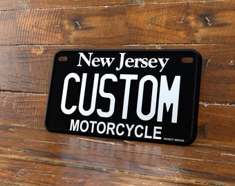 Personalized Blacked-Out New Jersey Novelty Motorcycle Plate