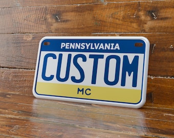 Personalized 4x7 Pennsylvania Motorcycle License Plate