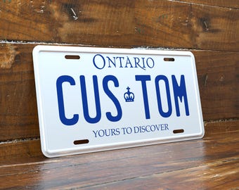 Targa personalizzata 6x12 blu e bianca Ontario Canada