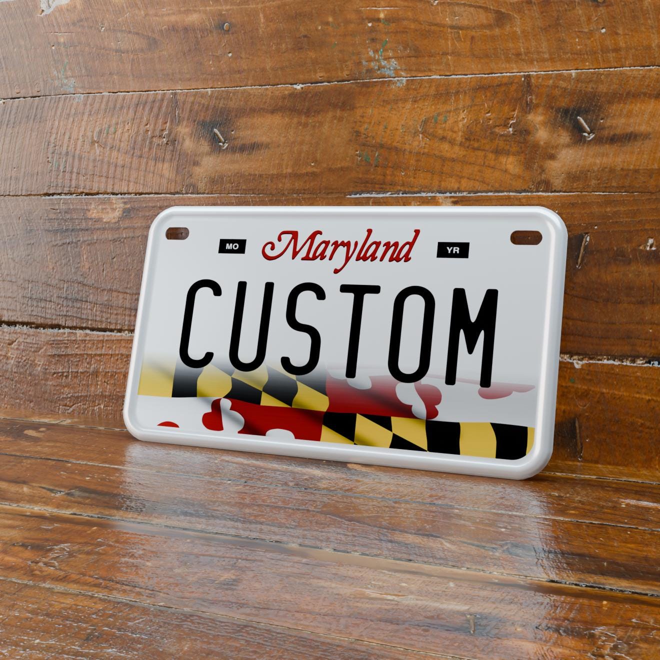 Personalized 4x7 Maryland Motorcycle License Plate | Premium Quality Stamped Aluminum MD Motorcycle Tag