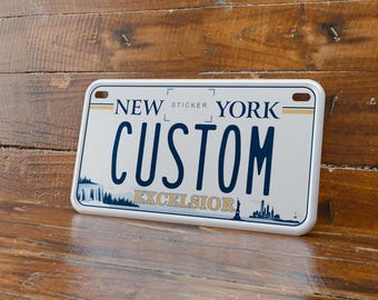 Personalized 4x7 New York Motorcycle License Plate | Premium Quality Stamped Aluminum NY Motorcycle Tag | Excelsior