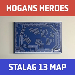 Stalag 13 Landkarte von Klink's Office | Col Klink's Canvas Map Von Hogans Heroes | Hochwertige Leinwand-Karte | Hogans Helden TV-Serie | 3 Größen!