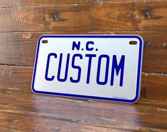 Personalized North Carolina 4x7 Motorcycle ATV/UTV License Plate – Embossed Edge Novelty Tag