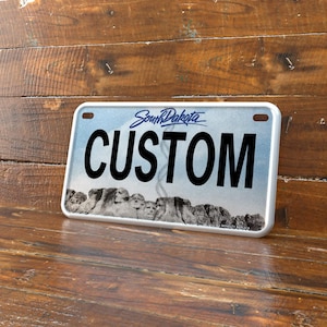 Personalized South Dakota 4x7 Motorcycle ATV/UTV License Plate – Embossed Edge Novelty Tag