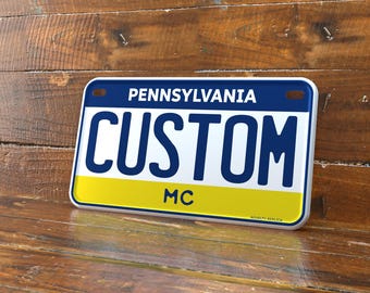 Personalized Pennsylvania 4x7 Motorcycle ATV/UTV License Plate – Embossed Edge Novelty Tag