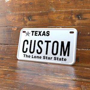 Personalized Texas 4x7 Motorcycle ATV/UTV License Plate – Embossed Edge Novelty Tag