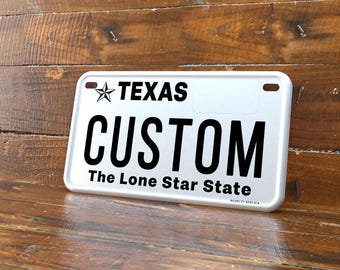 Personalized Texas 4x7 Motorcycle ATV/UTV License Plate – Embossed Edge Novelty Tag
