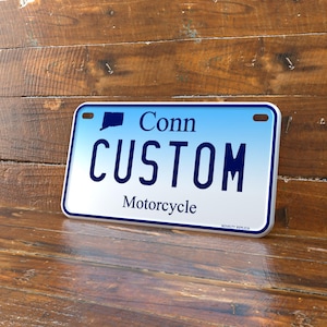 Personalized Connecticut 4x7 Motorcycle ATV/UTV License Plate – Embossed Edge Novelty Tag