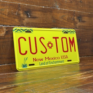 Personalized 6&quot;x12&quot; New Mexico Yellow License Plate | Premium Quality Stamped Aluminum | Novelty License Plate | Land Of Enchantment