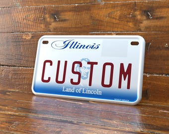 Personalized Illinois 4x7 Motorcycle ATV/UTV License Plate – Embossed Edge Novelty Tag