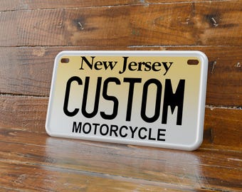 Personalized 4x7 New Jersey Motorcycle License Plate | Premium Quality Stamped Aluminum NJ Motorcycle Tag | The Garden State