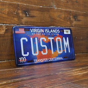 Personalized 6x12 U.S. Virgin Islands License Plate, Stamped Aluminum