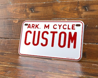 Personalized Arkansas 4x7 Motorcycle ATV/UTV License Plate – Embossed Edge Novelty Tag