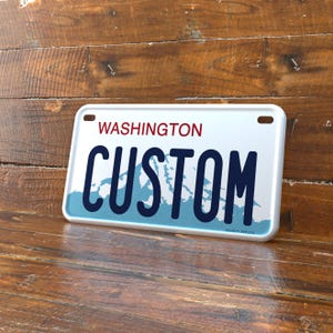 Personalized Washington 4x7 Motorcycle ATV/UTV License Plate – Embossed Edge Novelty Tag