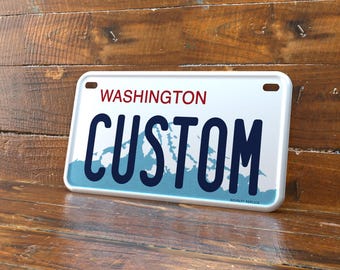Personalized Washington 4x7 Motorcycle ATV/UTV License Plate – Embossed Edge Novelty Tag