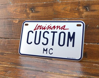 Personalized Louisiana 4x7 Motorcycle ATV/UTV License Plate – Embossed Edge Novelty Tag