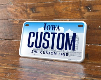 Personalized Iowa 4x7 Motorcycle ATV/UTV License Plate – Embossed Edge Novelty Tag