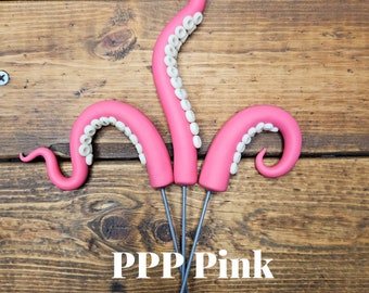 PPP Pink Pot Tentacles clay octopus plant decor stake with glow in the dark suckers set of 3