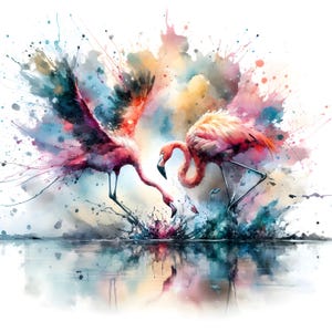 10 imágenes prediseñadas de flamencos, imágenes de flamencos, aves tropicales, dibujos animados de flamencos, imágenes de flamencos, gráficos de acuarela