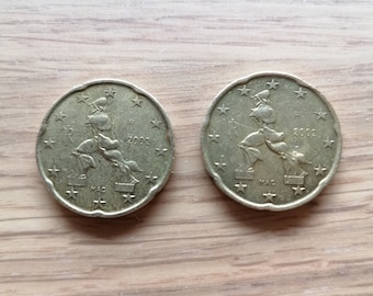 希少な20ユーロセントコイン 2002年 イタリア - ボッチョーニの彫刻