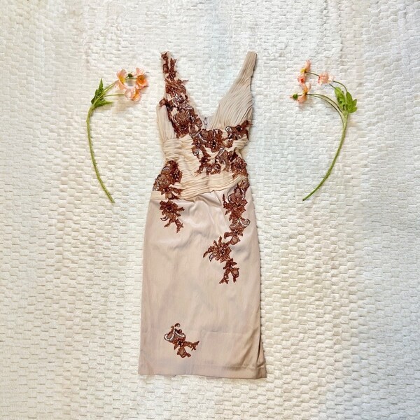 Fully Beaded Silk Gown