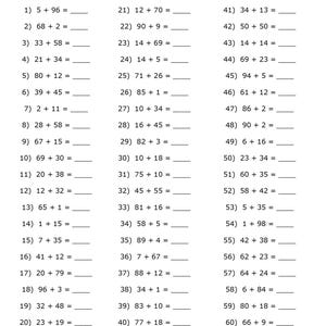 Maths Drill Addition Worksheets, Printable Numbers 0 to 99, Practice Speed Counting, Addition ...