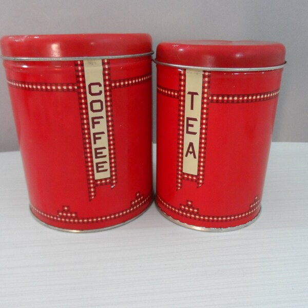 Red Bandana Tin Decoware Canister Set Coffee Tea