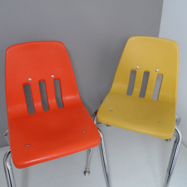 RESERVED~Carguy51~Vintage 1950 Virco Child Chairs Mid Century Chrome Legs,  Set of Two Chairs