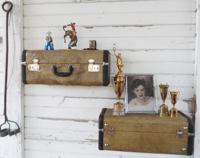 Vintage Suitcase Wall Shelves Repurposed Travel Inspired Decor Etsy