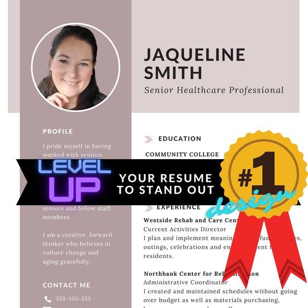 Custom Resume Design Level Up Your Resume to Stand Out Among the Crowd with Photo Profile Education Experience and Skills