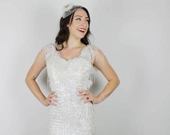 white sequin dress