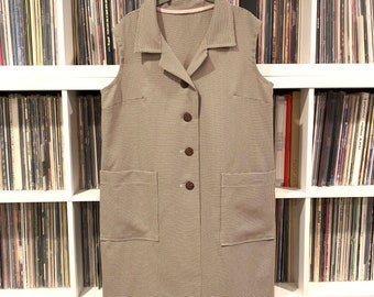 Vintage brown Houndstooth Dress Plus Size XL 70s mod dress