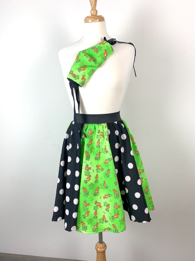 Womens Upcycled Skirt with Mask M Pebbles Flinstones Skirt Matching Mask Womens vintage Pebbles skirt Handmade Flinstones Skirt