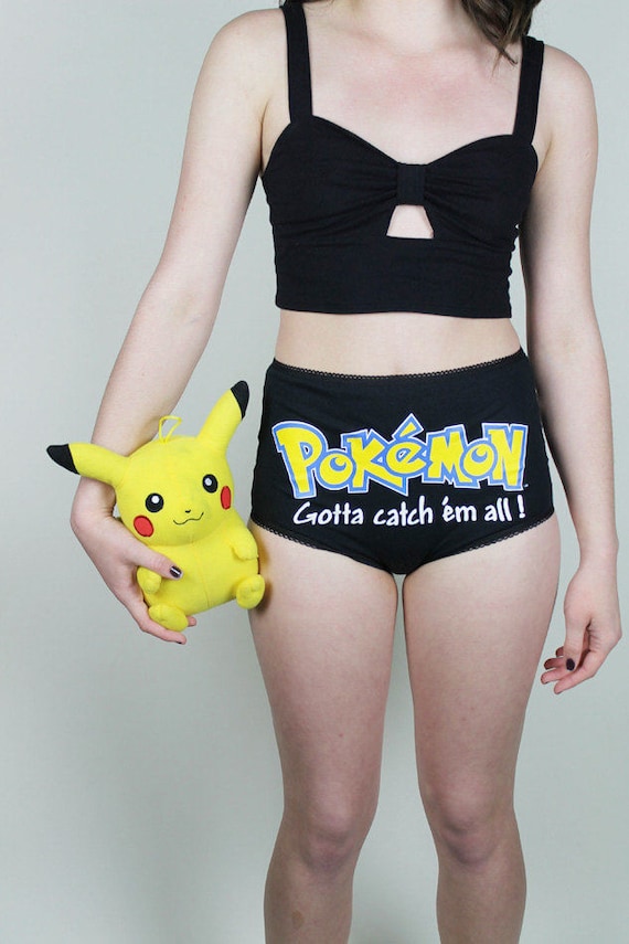 S Pokemon Underwear, Handmade Pikachu Panties, Diy High Waisted Panties,  POKEMON Panties , Pokemon Lingerie, Handmade Pikachu Underwear 