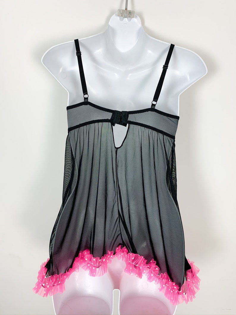 Upcycled Lingerie. Black Hot Pink Nighty. Diy Beaded Lingerie. | Etsy