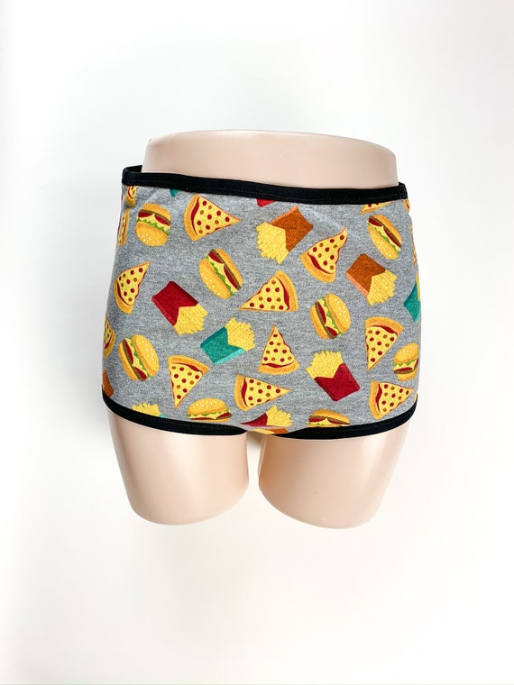 XL Junk Food Underwear, Handmade Panties, Diy High Waisted Panties, Pizza  Panties, Womens Burger Underwear, French Fries Underwear 