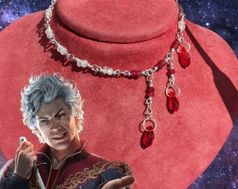 collana Choker e orecchini di Astarion l'elfo pallido da Baldur's Gate 3