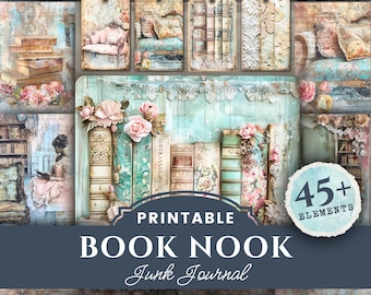 Book Nook Junk Journal Pages: Shabby Chic Ephemera (Digital Download)
