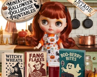 1:6 Blythe Vintage Halloween Dockhus Mini Matförpackning, Barbie Docka, Ebuddy Skala (Utskrivbar PDF)