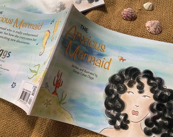 Children Anxiety Story Book, Exposure Therapy for Kids, Mermaid Overcoming Childhood Anxiety, Mixed Race Childrens Book