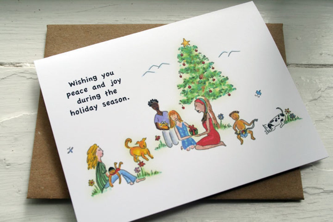 Mixed Race Christmas Card Set, Multiracial Holiday Cards, Black