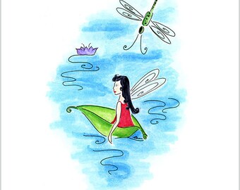 Fairy Art Print, Fairy Leaf Boat, Girls Room Art, Kids Wall Art, Kids Room Decor, Childrens Room Decor, Fairy Art, Fairy Artwork