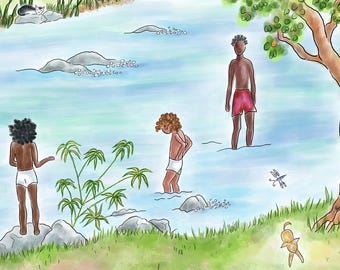 Kids Room Wall Art Print, Children Room Decor, Caribbean Artwork, Nursery Prints, West Indian Wall Hanging