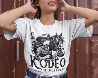 Vintage Rodeo Cowgirl Grafik-T-Shirt: Western-Retro-T-Shirt